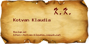 Kotvan Klaudia névjegykártya